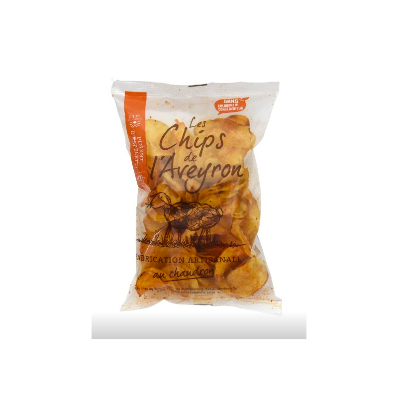 Chips Aveyron Piment Espelette  - 100 grs